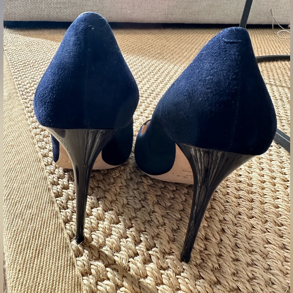 Jimmy Choo Avril Suede Pump in Navy - Picture 7 of 10